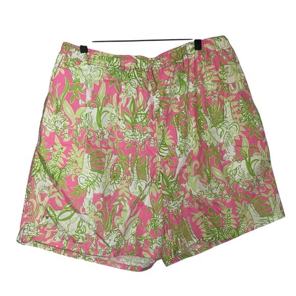 Lilly Pulitzer Swimsuit Shorts Mens XL Swim Trunks Drawstring Pink Animals